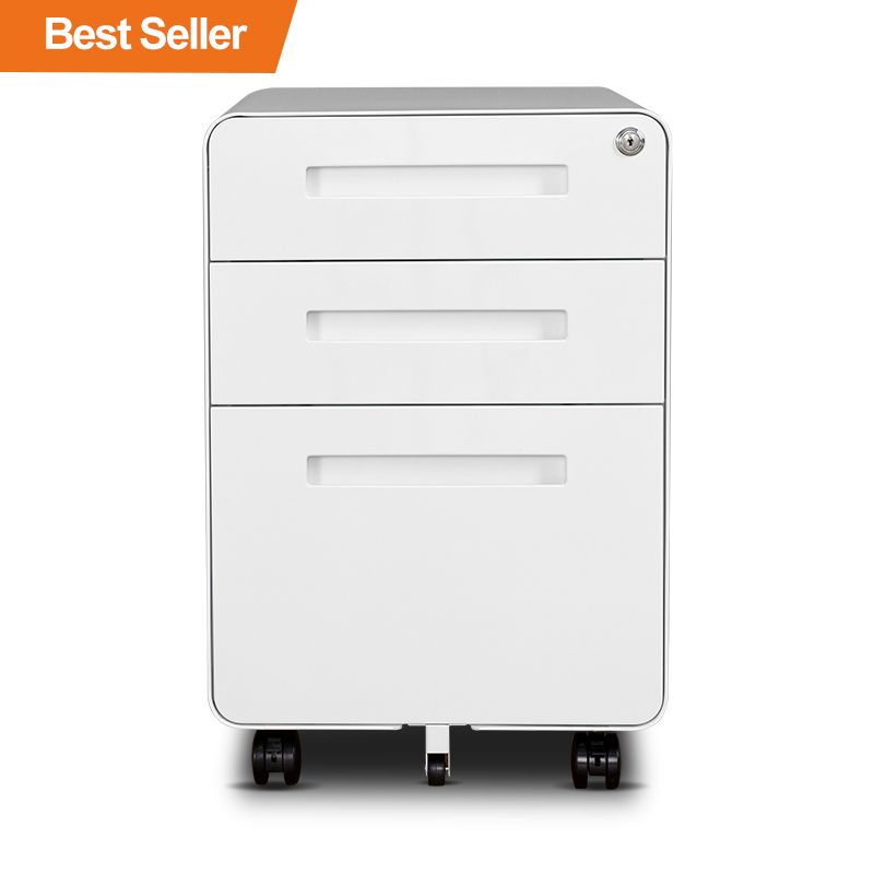 3抽圆弧活动柜-白色