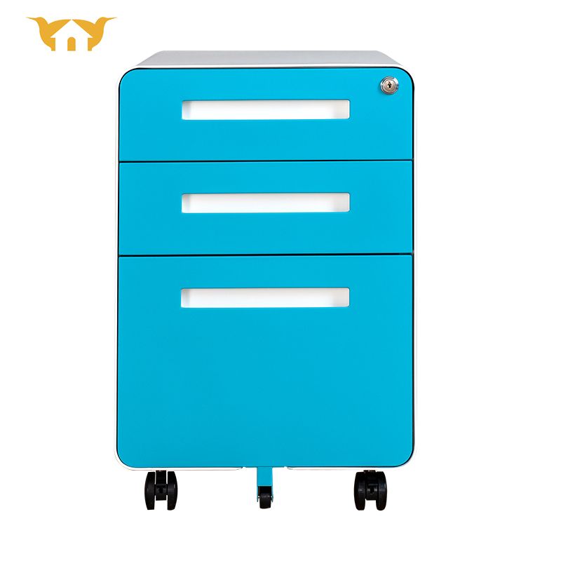 3抽圆弧活动柜-蓝色